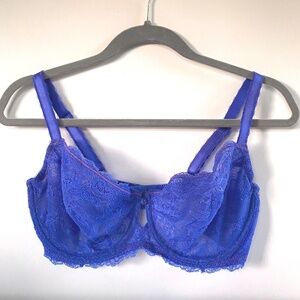 WACOAL 36DD/36E Blue Seduction Demi Underwire Lace Bra 851155